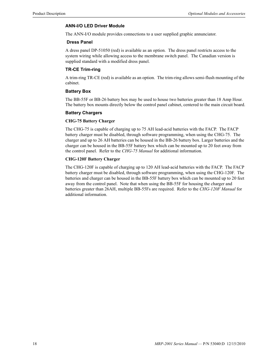 Fire-Lite MRP-2001C PRE-ACTION/DELUGE CONTROL PANEL User Manual | Page 18 / 144