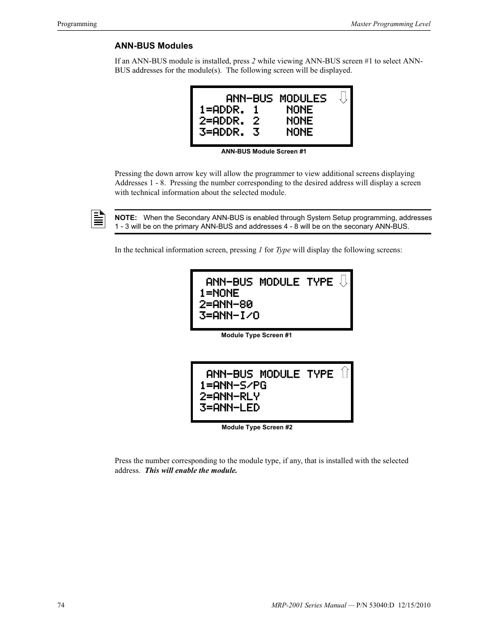 Ann-bus modules | Fire-Lite MRP-2001C PRE-ACTION/DELUGE CONTROL PANEL User Manual | Page 74 / 144