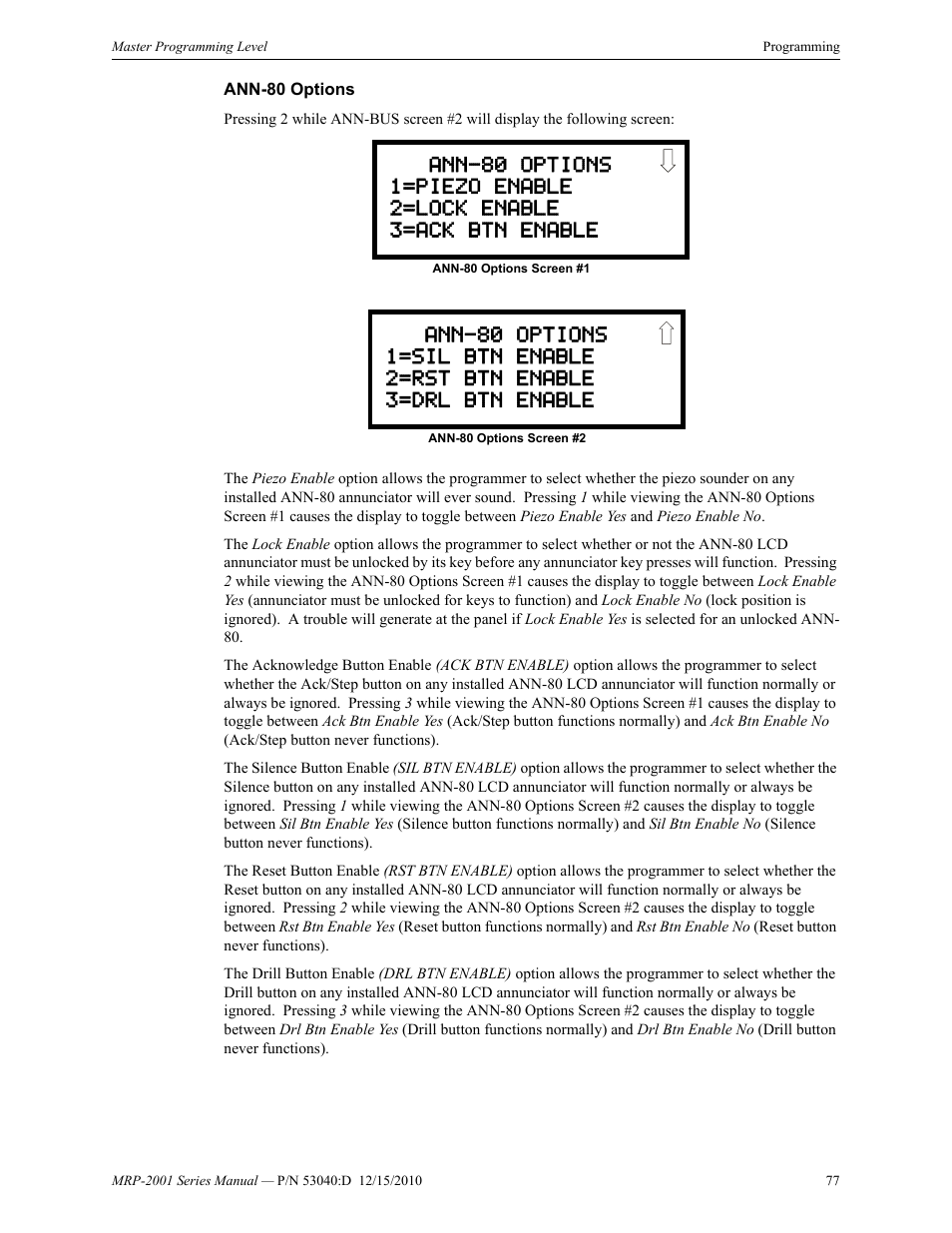 Ann-80 options, In “ann-80 | Fire-Lite MRP-2001C PRE-ACTION/DELUGE CONTROL PANEL User Manual | Page 77 / 144