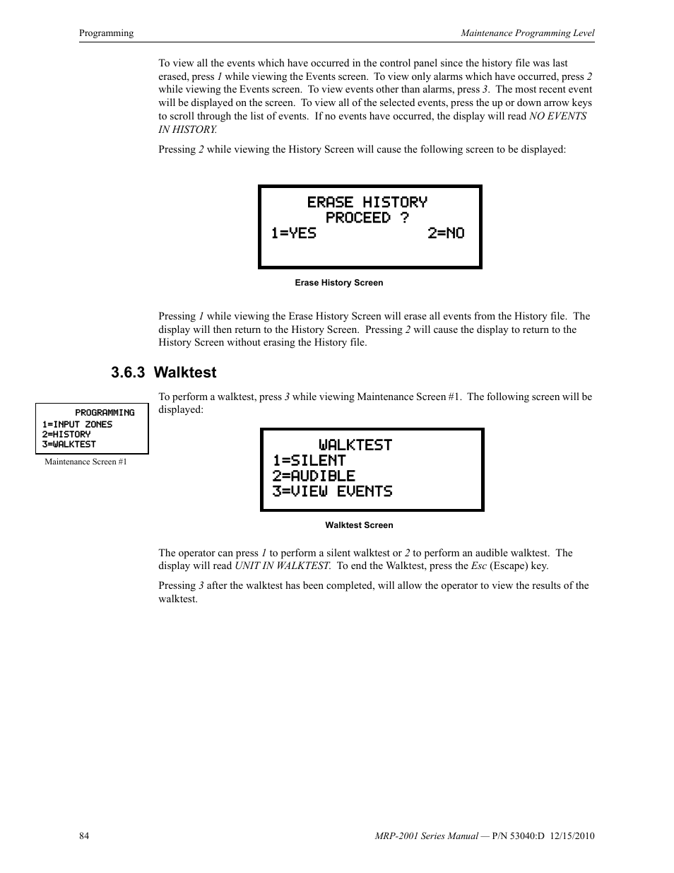 3 walktest, Walktest | Fire-Lite MRP-2001C PRE-ACTION/DELUGE CONTROL PANEL User Manual | Page 84 / 144