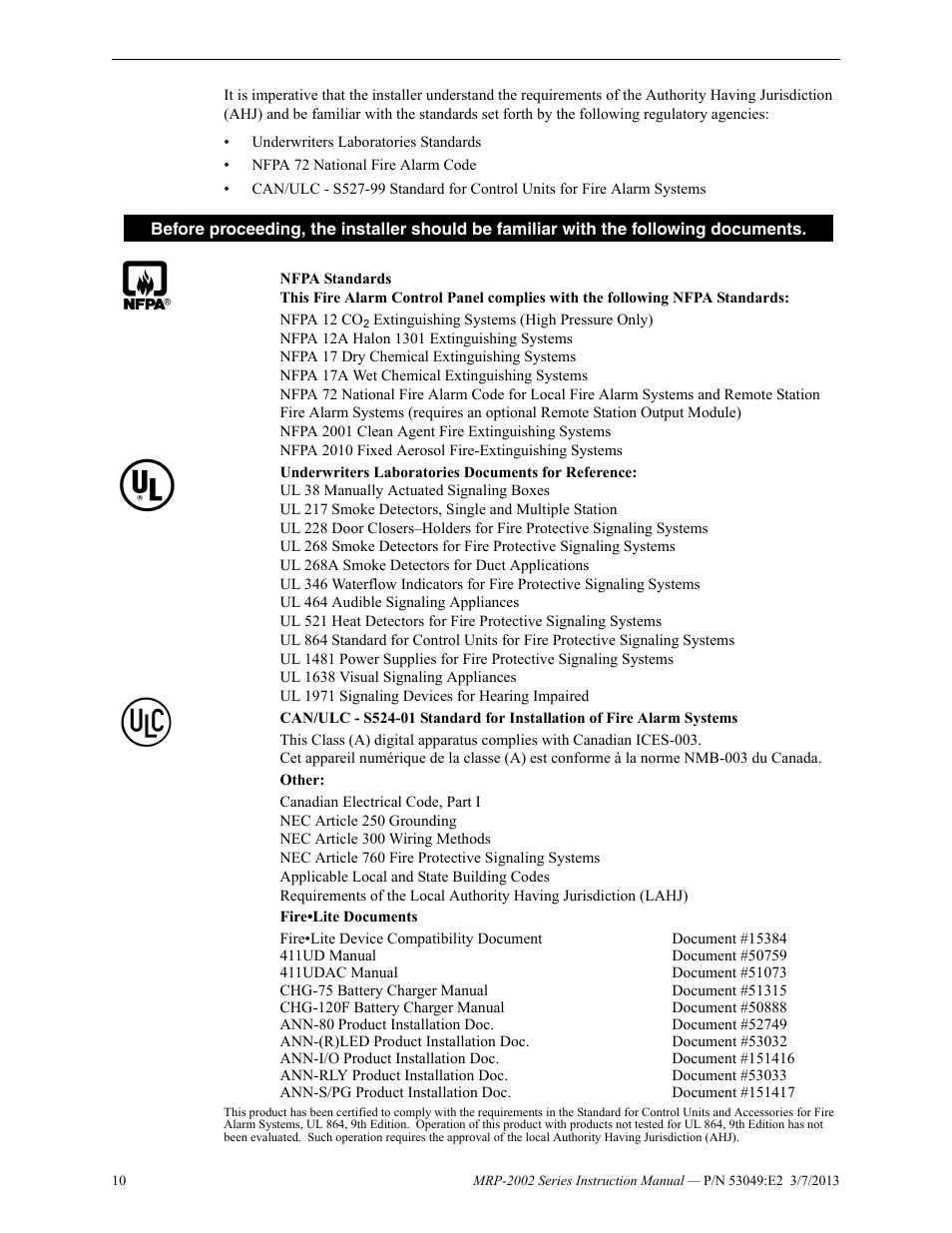 Fire-Lite MRP-2002C Agent Release Control Panel User Manual | Page 10 / 176