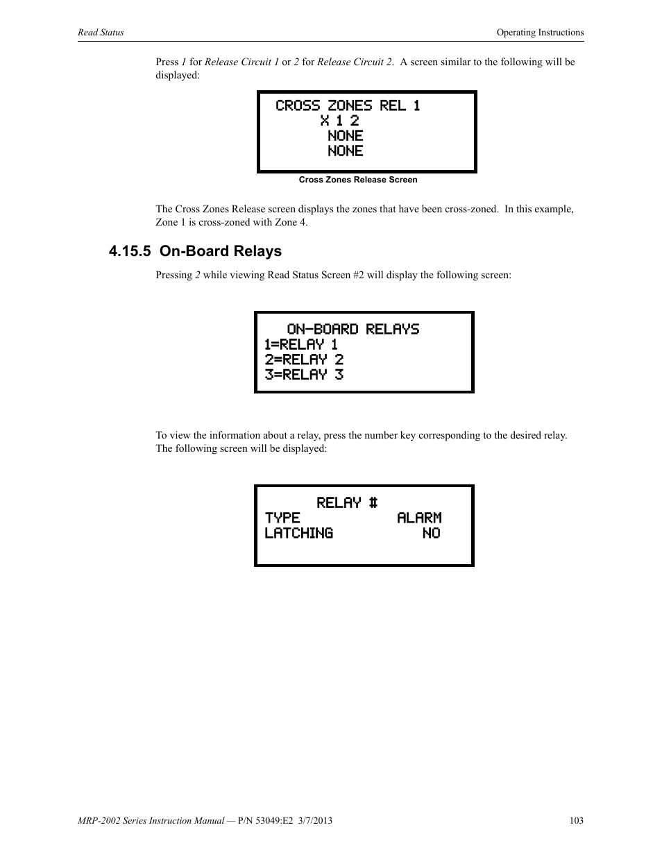 5 on-board relays, On-board relays | Fire-Lite MRP-2002C Agent Release Control Panel User Manual | Page 103 / 176