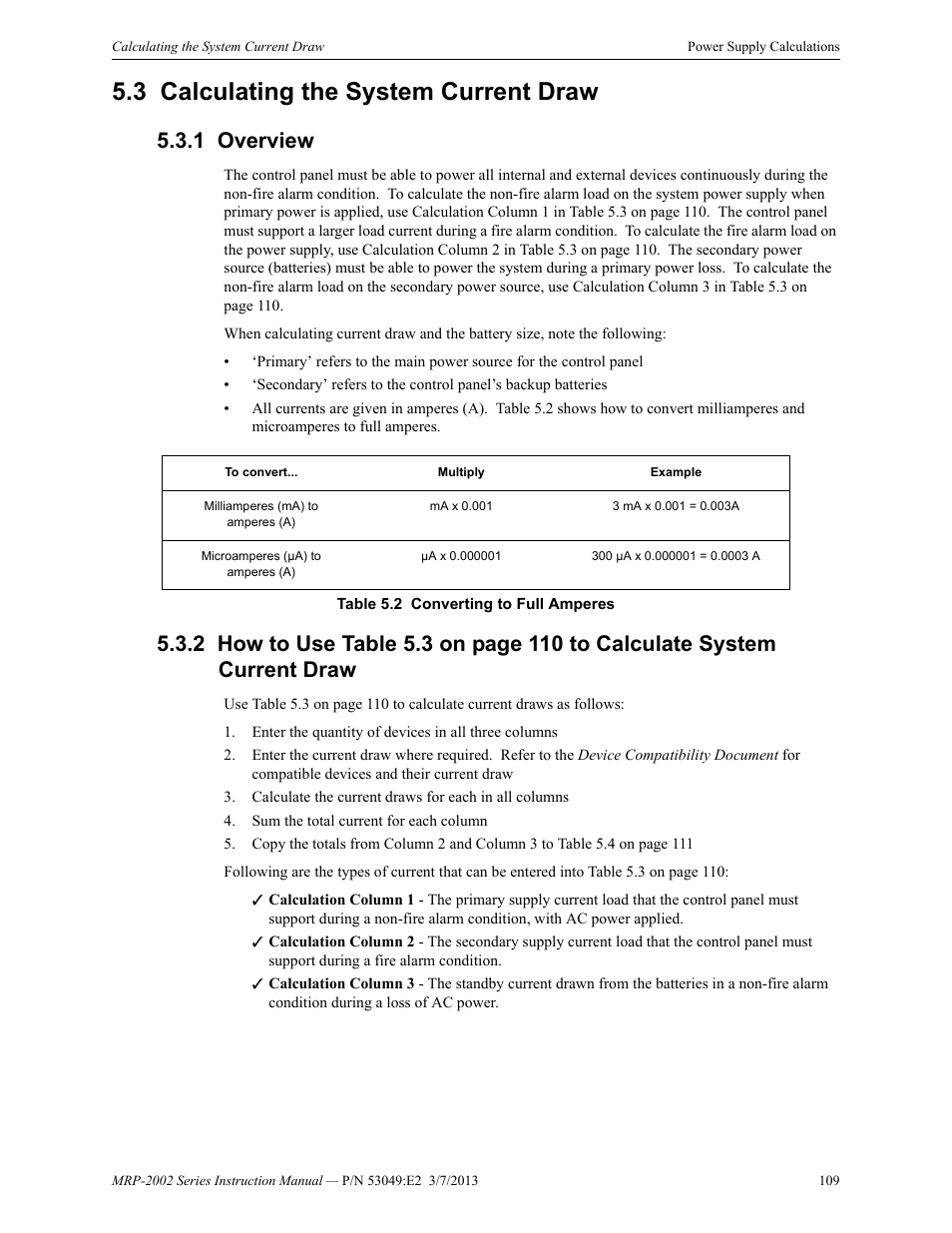 3 calculating the system current draw, 1 overview, Calculating the system current draw | Fire-Lite MRP-2002C Agent Release Control Panel User Manual | Page 109 / 176