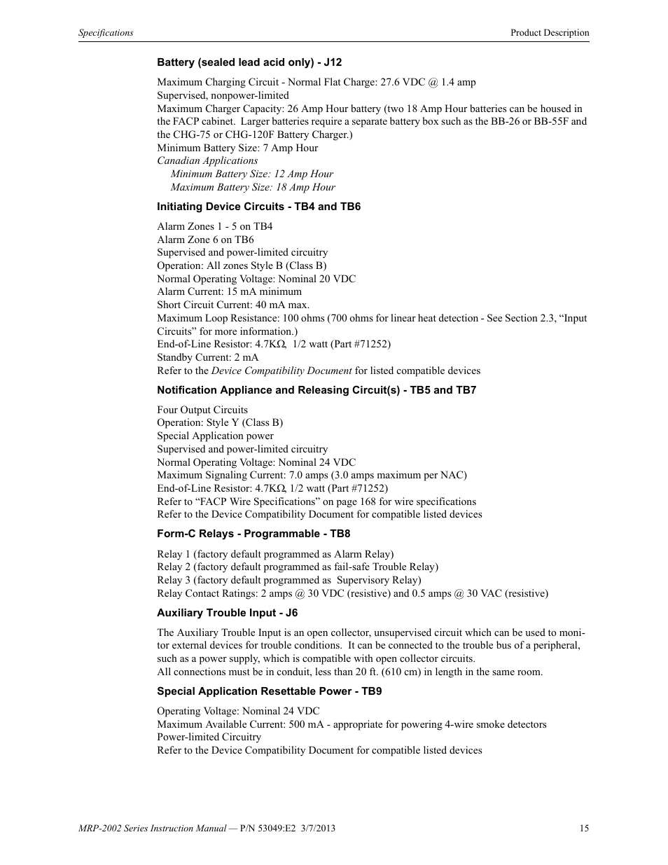 Fire-Lite MRP-2002C Agent Release Control Panel User Manual | Page 15 / 176