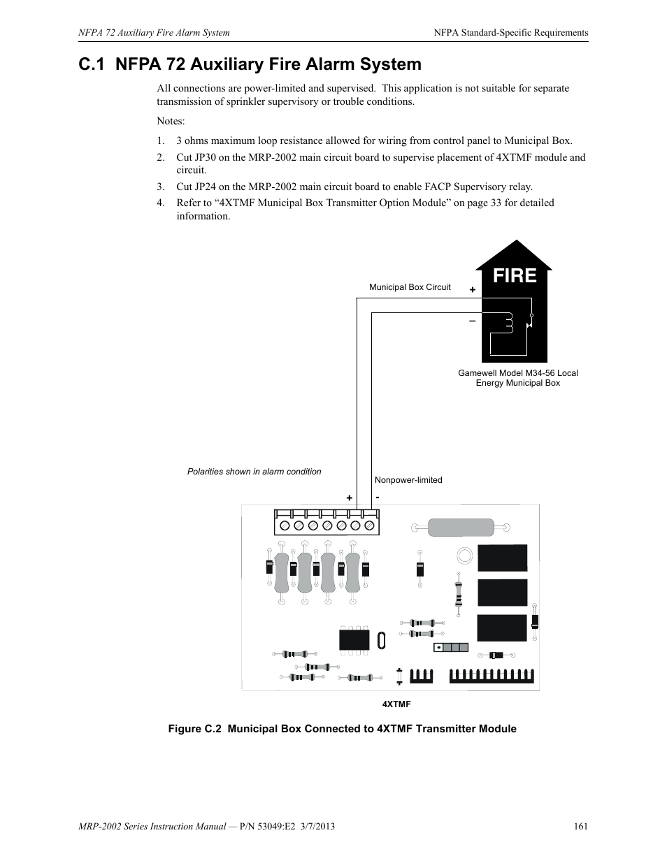 C.1 nfpa 72 auxiliary fire alarm system, C.1: nfpa 72 auxiliary fire alarm system, Fire | Fire-Lite MRP-2002C Agent Release Control Panel User Manual | Page 161 / 176