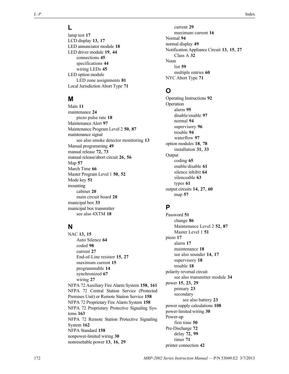 Fire-Lite MRP-2002C Agent Release Control Panel User Manual | Page 172 / 176