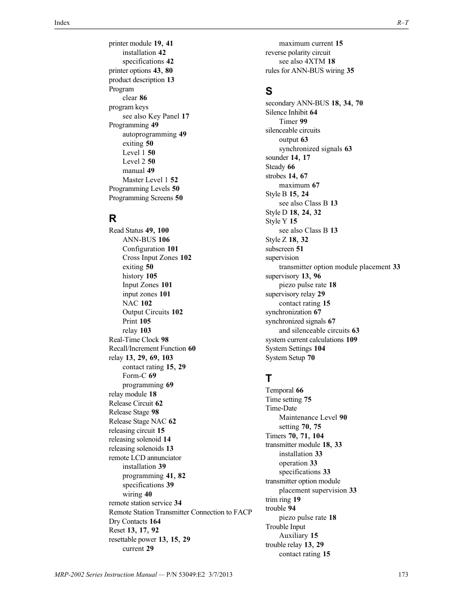 Fire-Lite MRP-2002C Agent Release Control Panel User Manual | Page 173 / 176