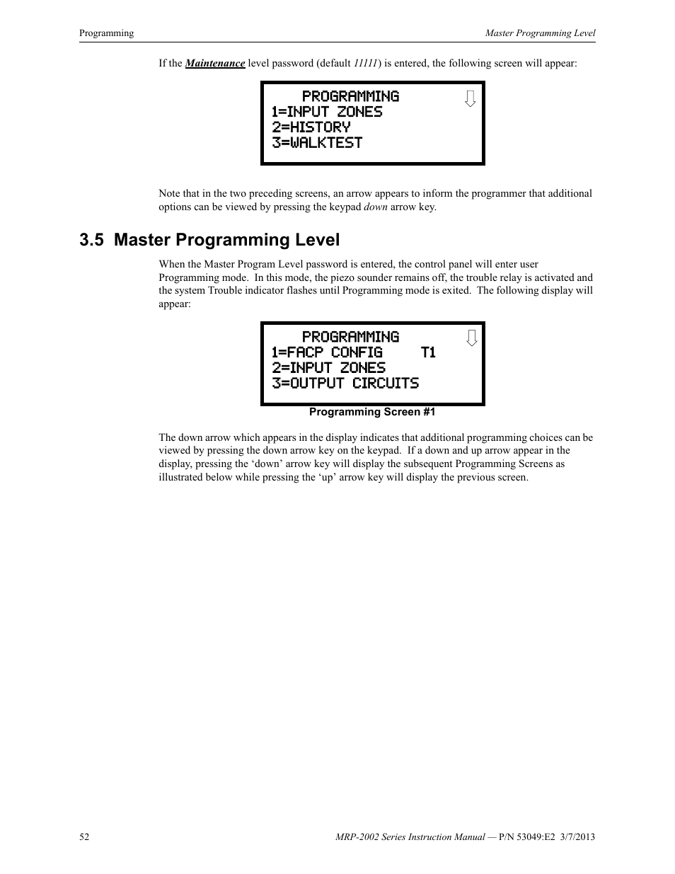 5 master programming level, Master programming level | Fire-Lite MRP-2002C Agent Release Control Panel User Manual | Page 52 / 176