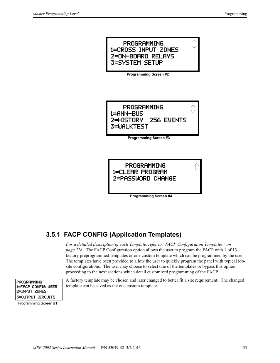 1 facp config (application templates), Facp config (application templates) | Fire-Lite MRP-2002C Agent Release Control Panel User Manual | Page 53 / 176
