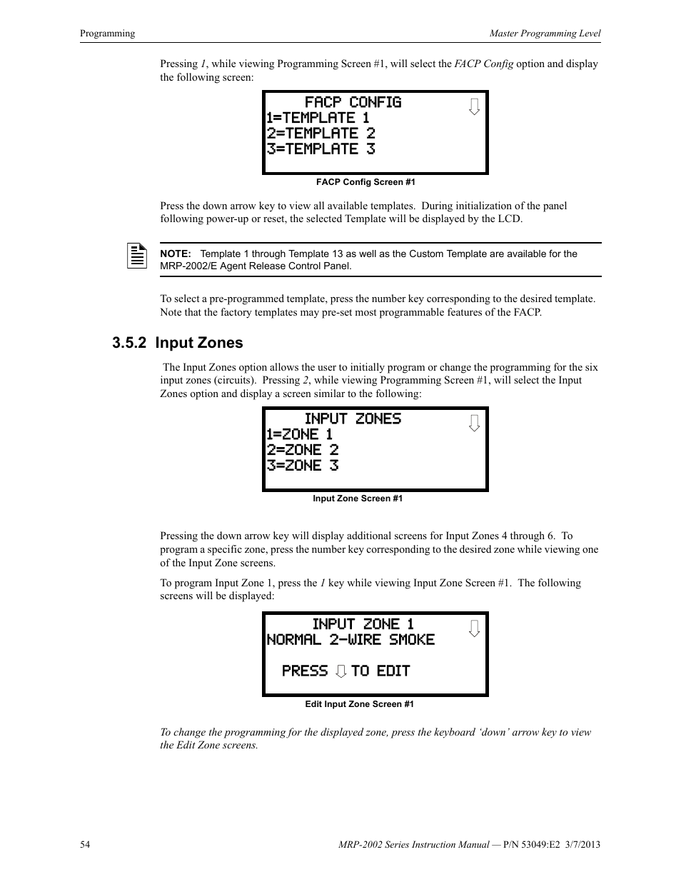 2 input zones, Input zones | Fire-Lite MRP-2002C Agent Release Control Panel User Manual | Page 54 / 176