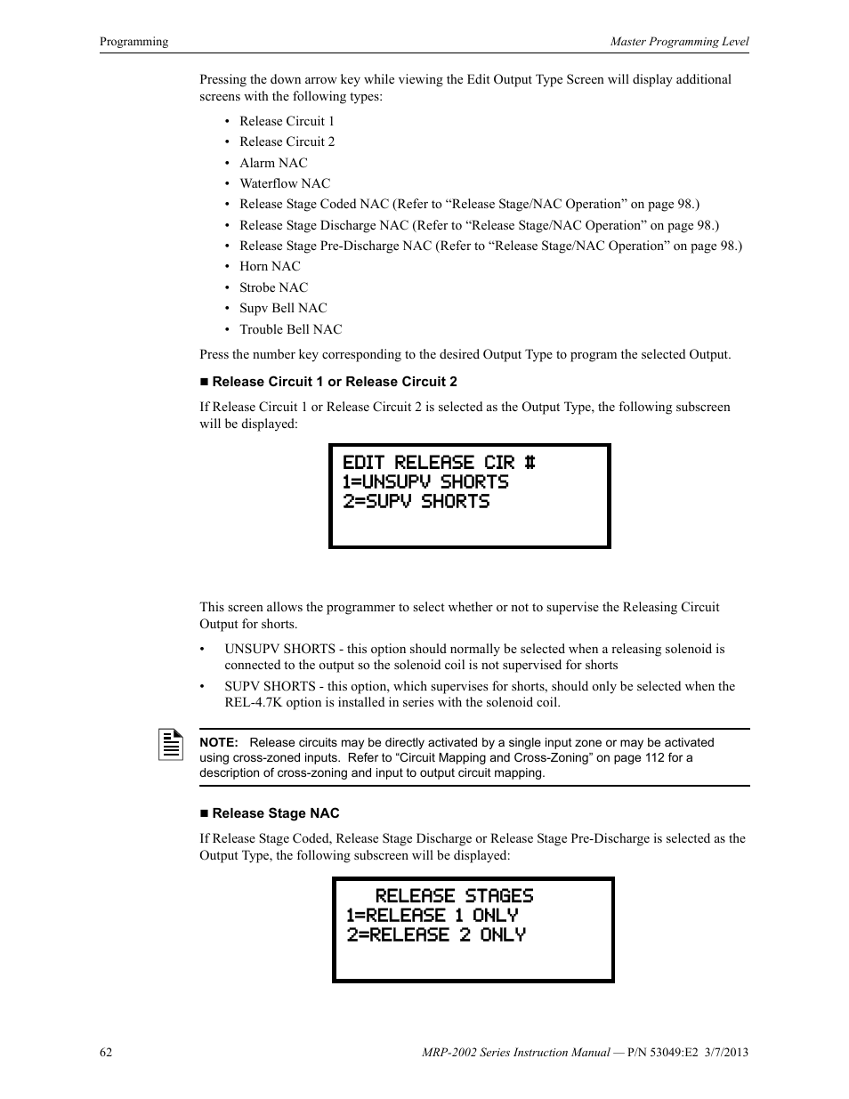 Fire-Lite MRP-2002C Agent Release Control Panel User Manual | Page 62 / 176