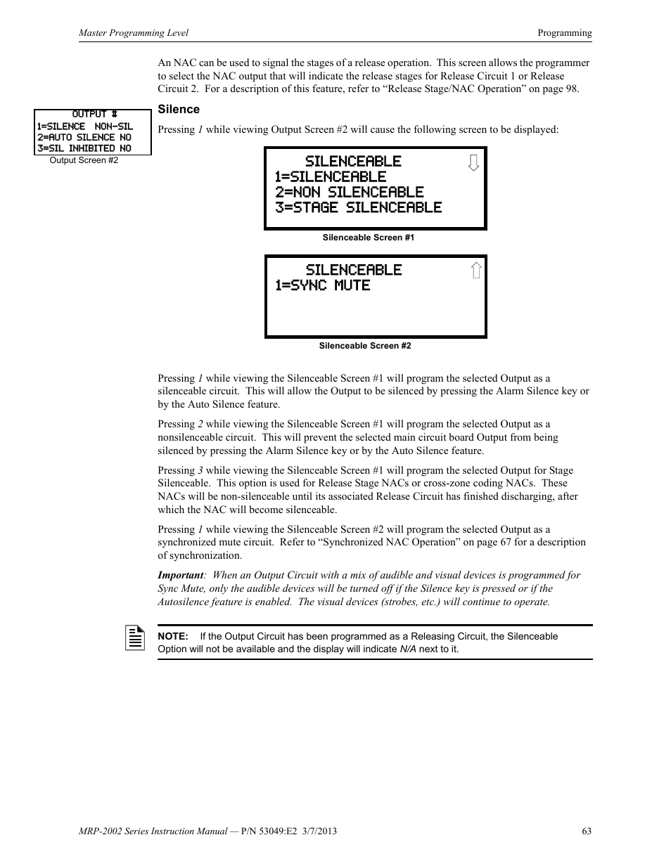 Silence | Fire-Lite MRP-2002C Agent Release Control Panel User Manual | Page 63 / 176