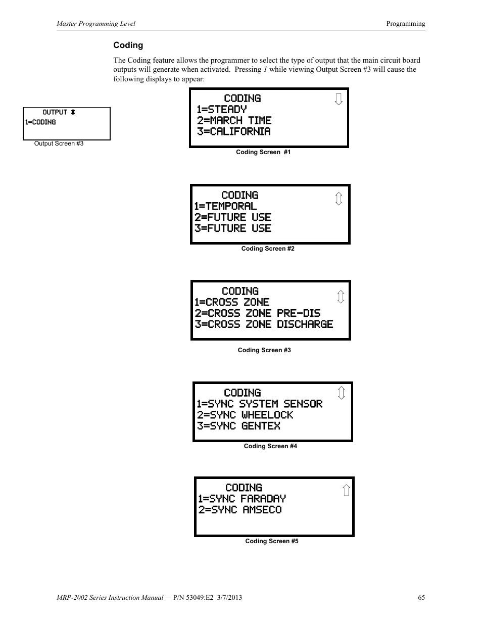 Coding | Fire-Lite MRP-2002C Agent Release Control Panel User Manual | Page 65 / 176
