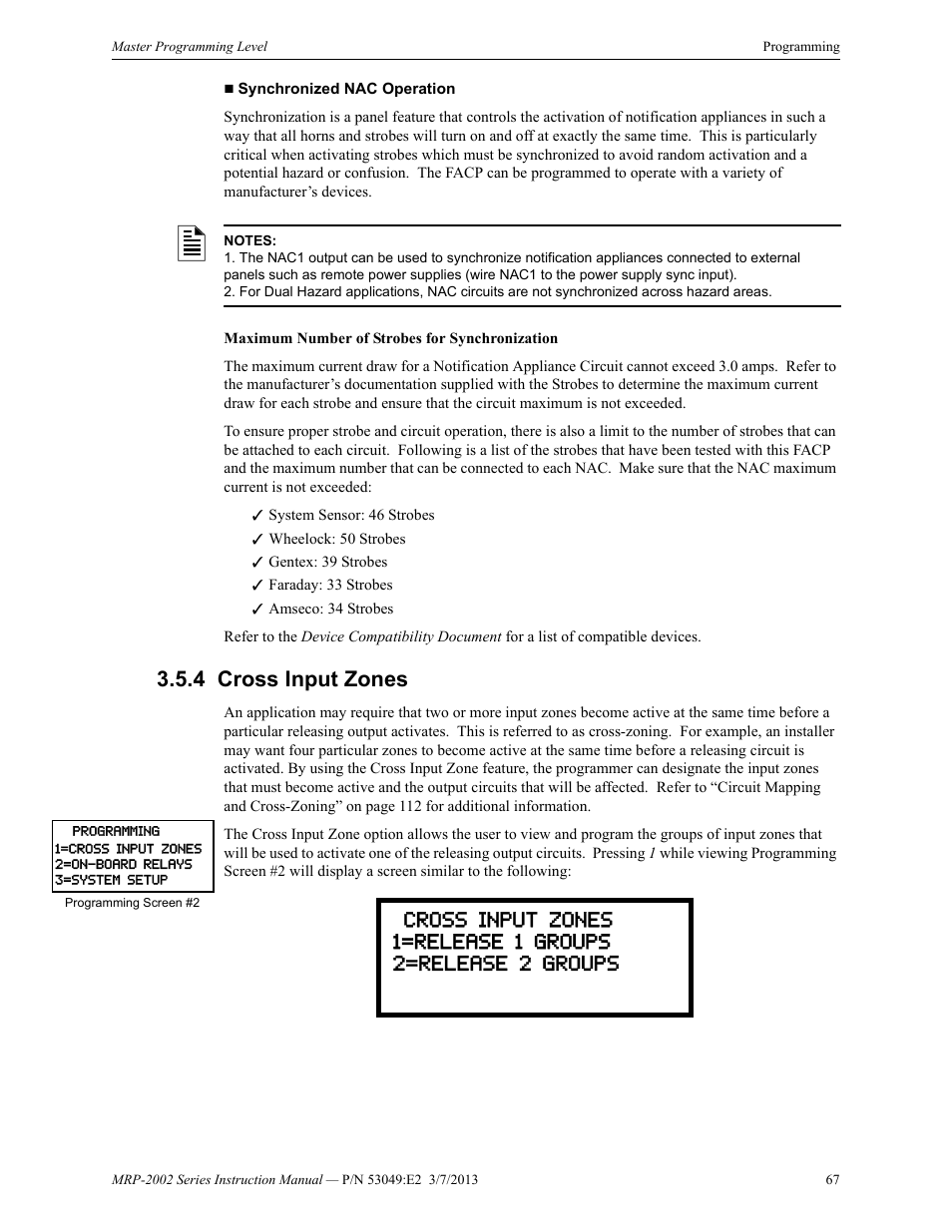 4 cross input zones, Cross input zones | Fire-Lite MRP-2002C Agent Release Control Panel User Manual | Page 67 / 176