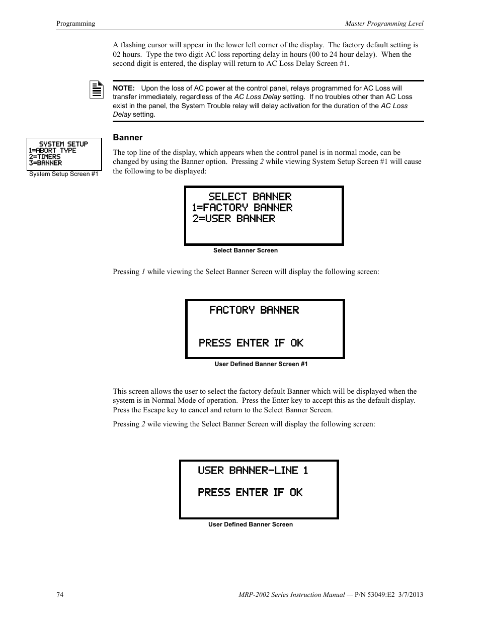 Banner | Fire-Lite MRP-2002C Agent Release Control Panel User Manual | Page 74 / 176