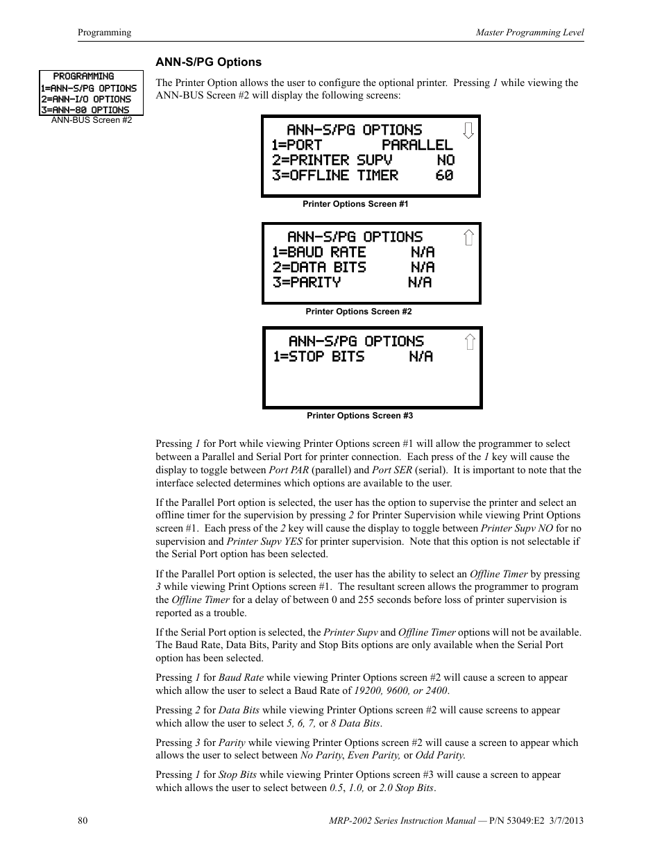 Ann-s/pg options | Fire-Lite MRP-2002C Agent Release Control Panel User Manual | Page 80 / 176