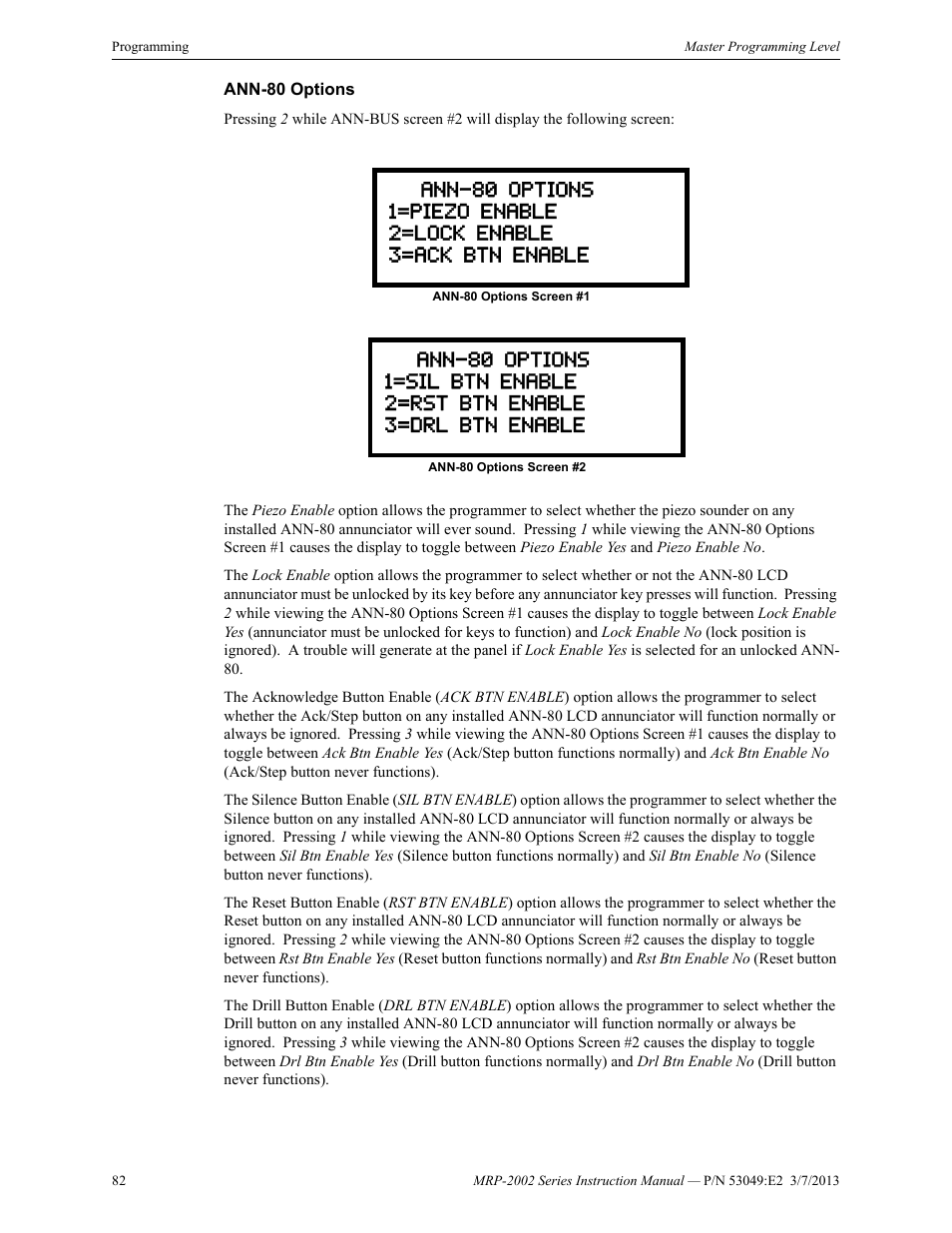 Ann-80 options, Ann-80 options” on | Fire-Lite MRP-2002C Agent Release Control Panel User Manual | Page 82 / 176