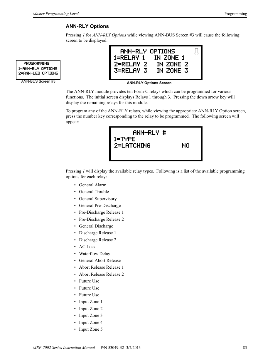 Ann-rly options | Fire-Lite MRP-2002C Agent Release Control Panel User Manual | Page 83 / 176