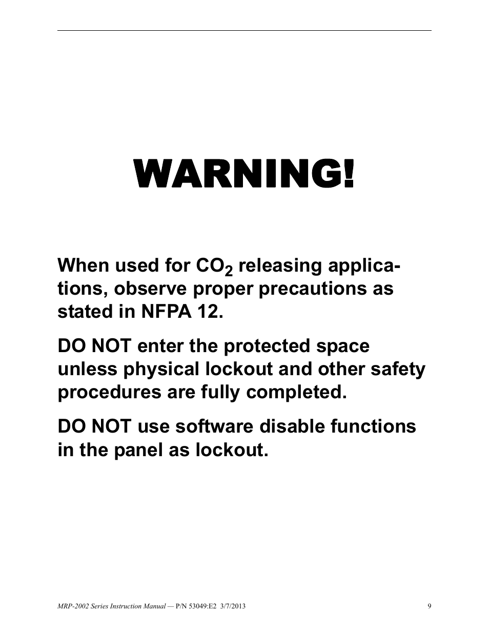 Warning | Fire-Lite MRP-2002C Agent Release Control Panel User Manual | Page 9 / 176