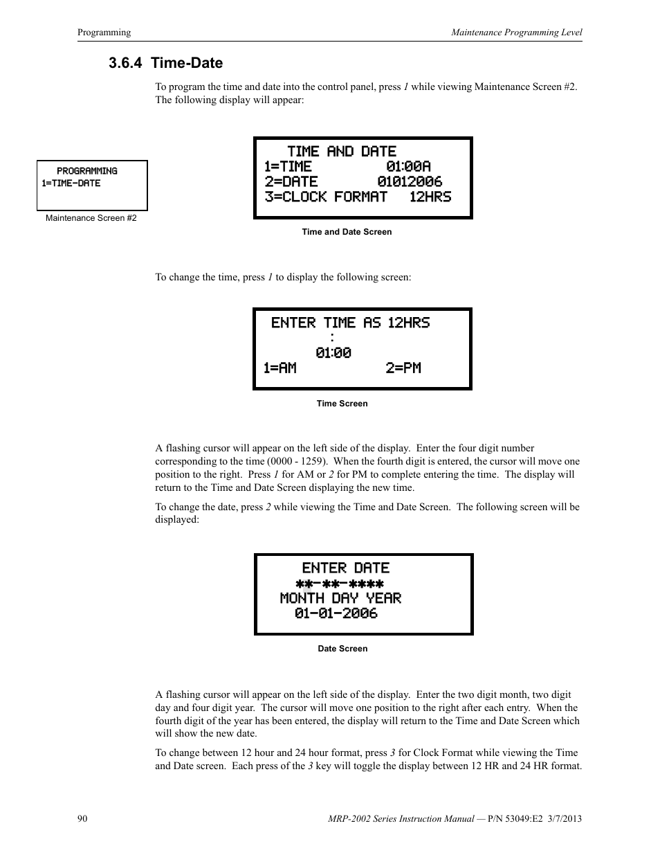 4 time-date, Time-date | Fire-Lite MRP-2002C Agent Release Control Panel User Manual | Page 90 / 176