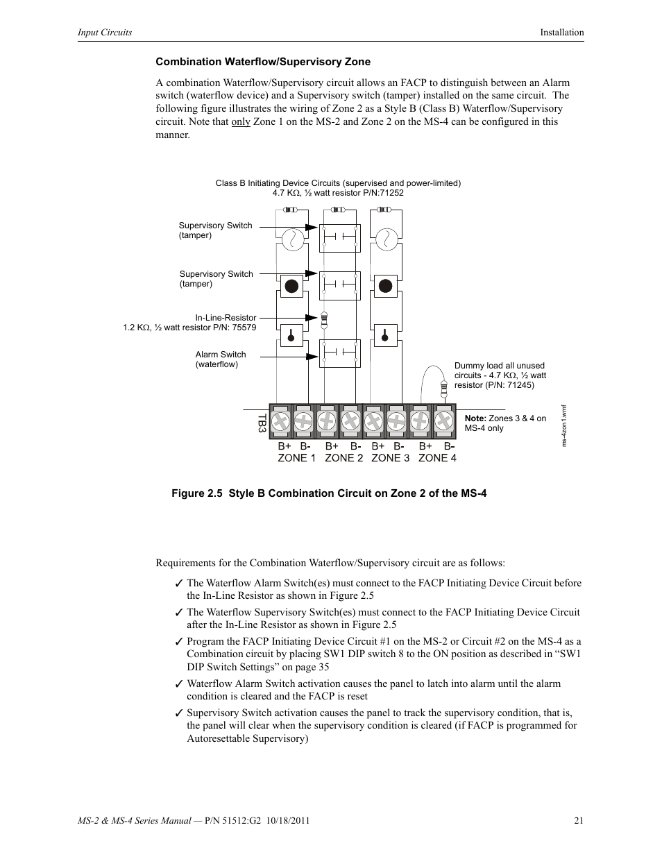 Fire-Lite MS-4E Fire Alarm Control Panel User Manual | Page 21 / 56