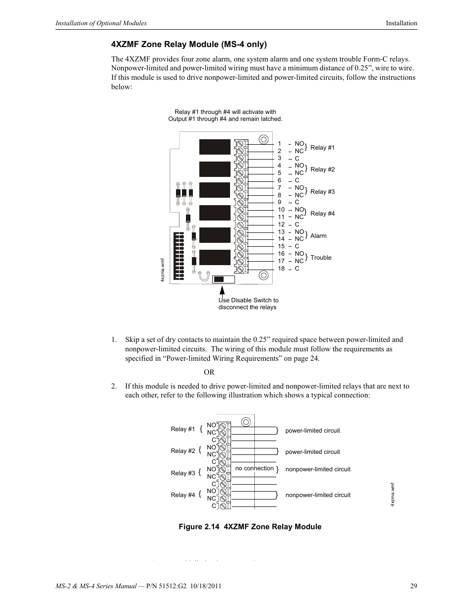 4xzmf zone relay module (ms-4 only) | Fire-Lite MS-4E Fire Alarm Control Panel User Manual | Page 29 / 56
