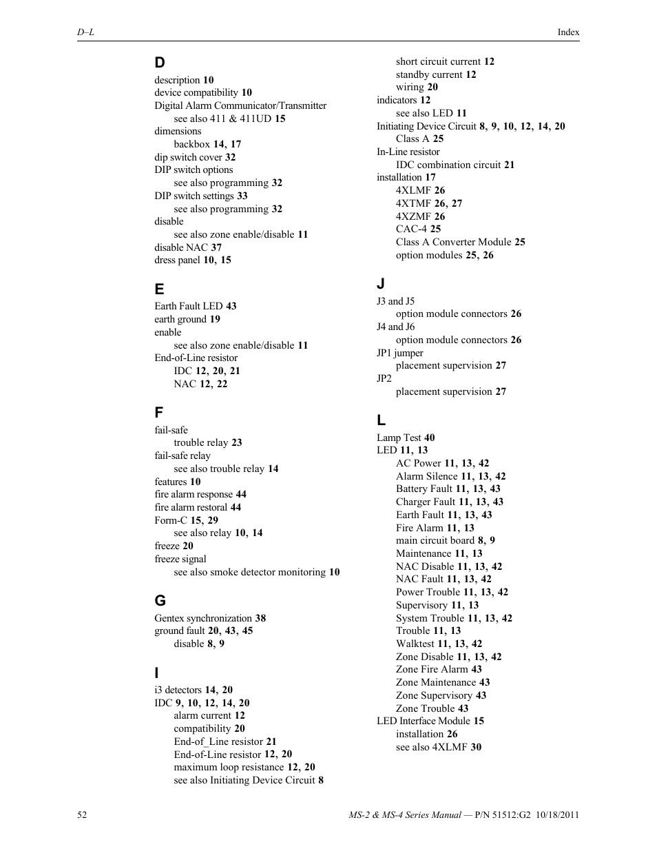 Fire-Lite MS-4E Fire Alarm Control Panel User Manual | Page 52 / 56