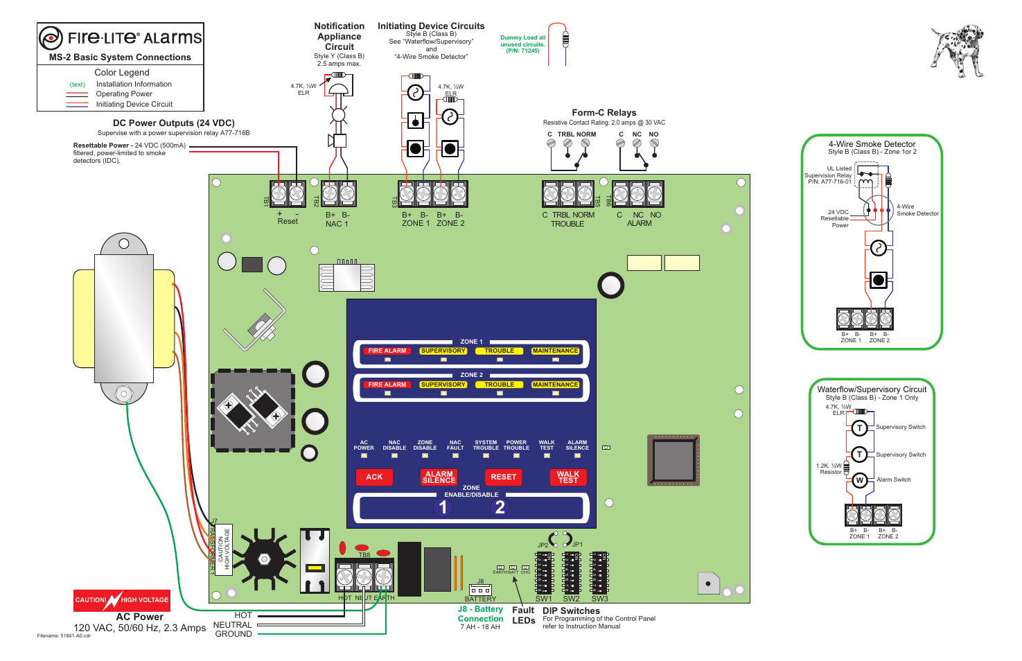 Fire-Lite MS-2 Basic System Connections User Manual | 1 page