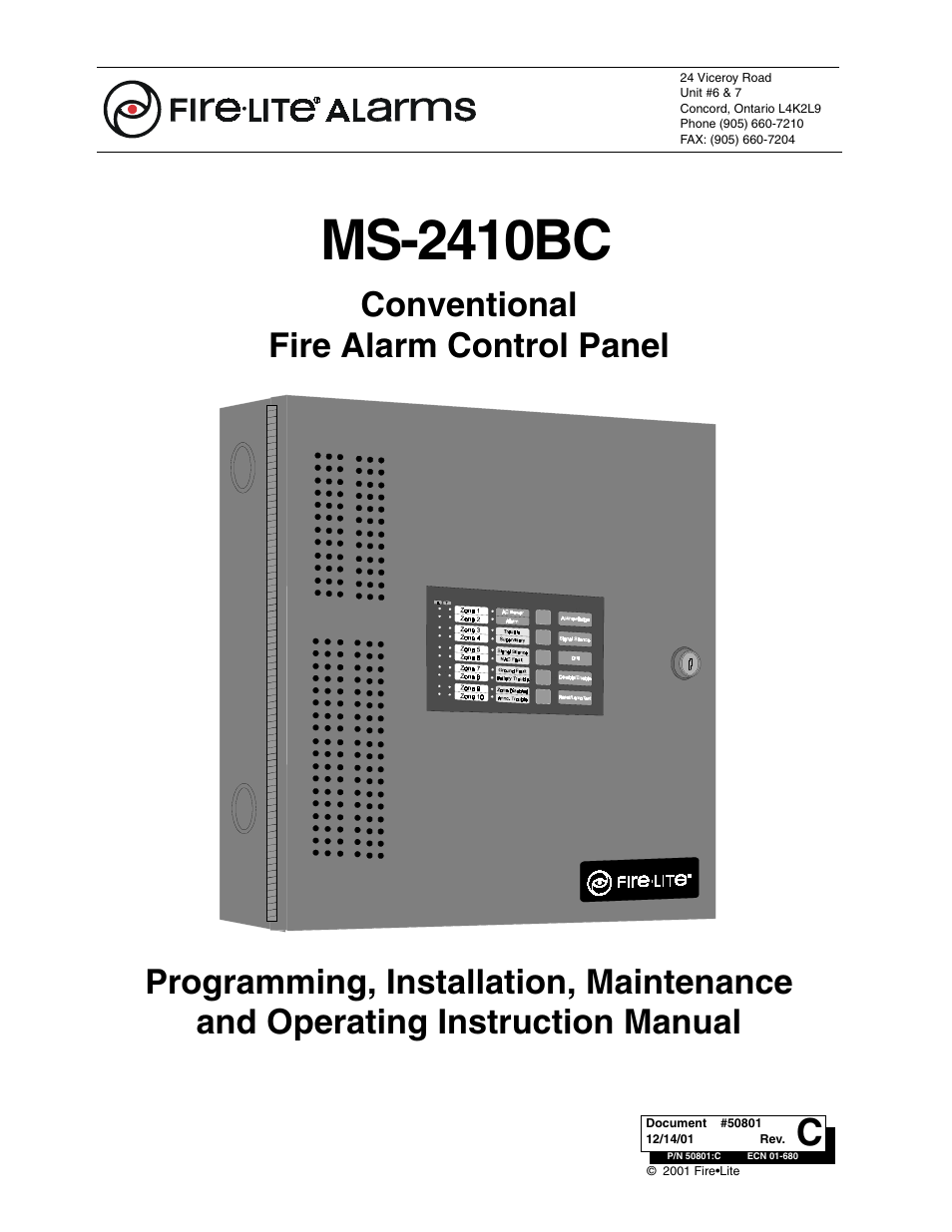 Fire-Lite MS-2410BC Conventional Control Panel User Manual | 64 pages