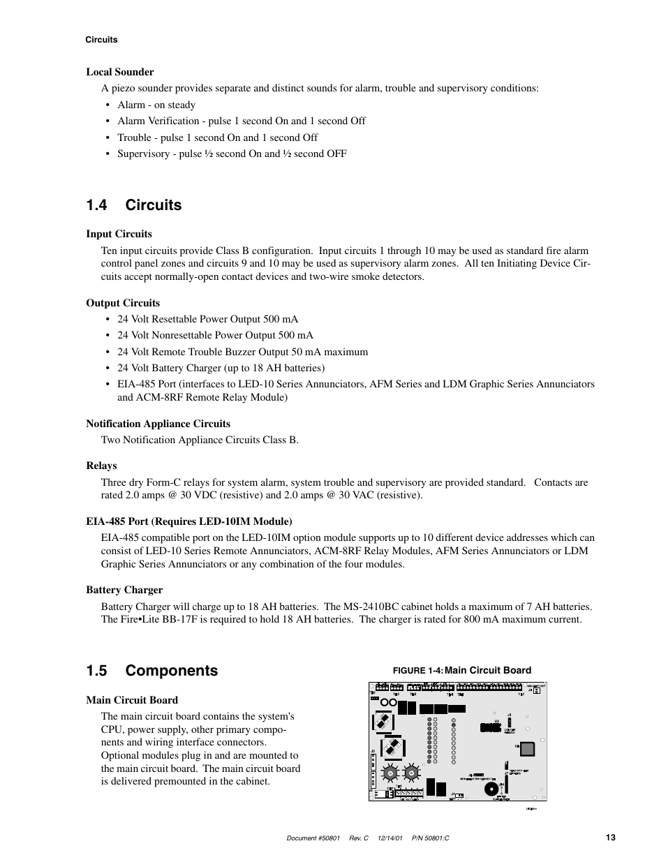 4 circuits, 5 components | Fire-Lite MS-2410BC Conventional Control Panel User Manual | Page 13 / 64