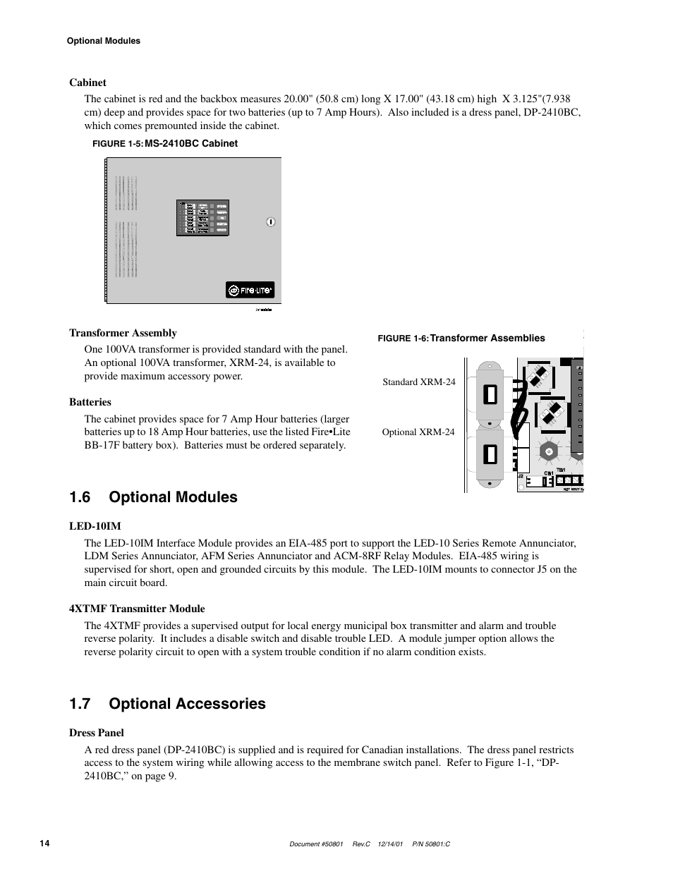 6 optional modules, 7 optional accessories | Fire-Lite MS-2410BC Conventional Control Panel User Manual | Page 14 / 64