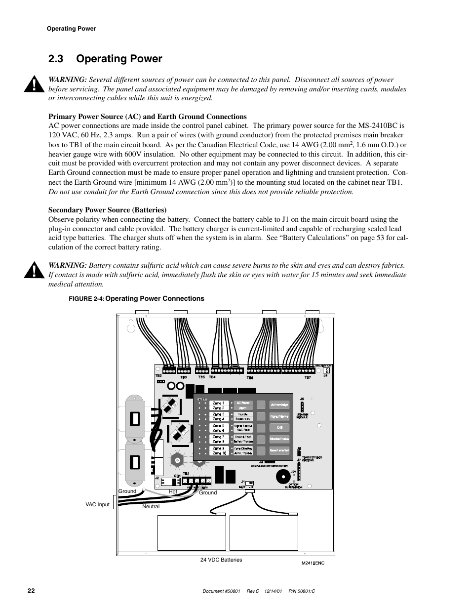 3 operating power | Fire-Lite MS-2410BC Conventional Control Panel User Manual | Page 22 / 64