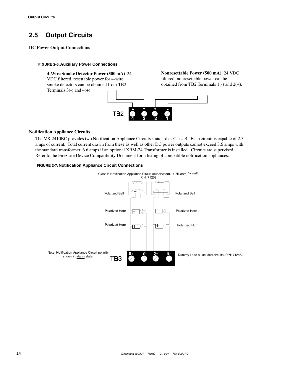 5 output circuits | Fire-Lite MS-2410BC Conventional Control Panel User Manual | Page 24 / 64