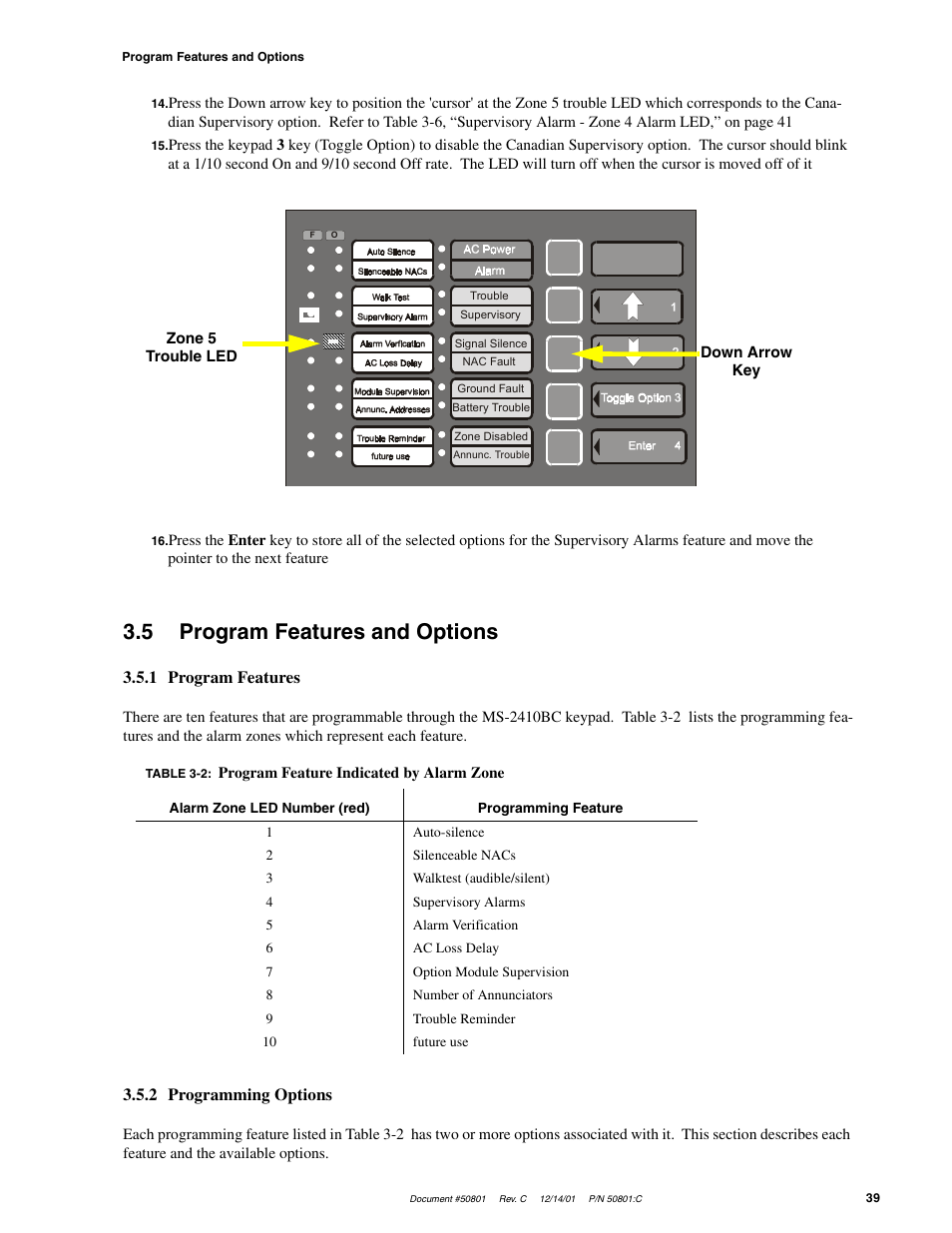 5 program features and options | Fire-Lite MS-2410BC Conventional Control Panel User Manual | Page 39 / 64