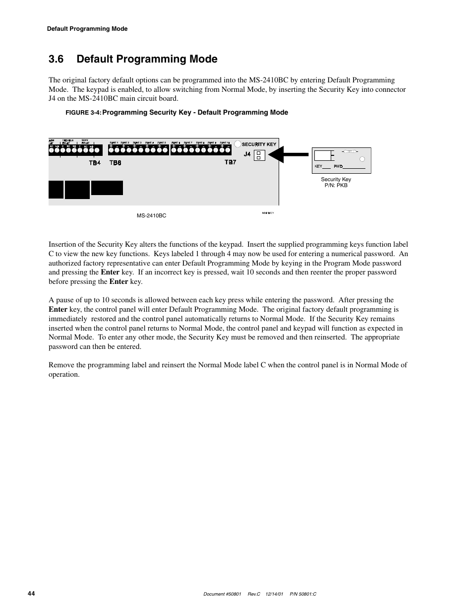 6 default programming mode | Fire-Lite MS-2410BC Conventional Control Panel User Manual | Page 44 / 64