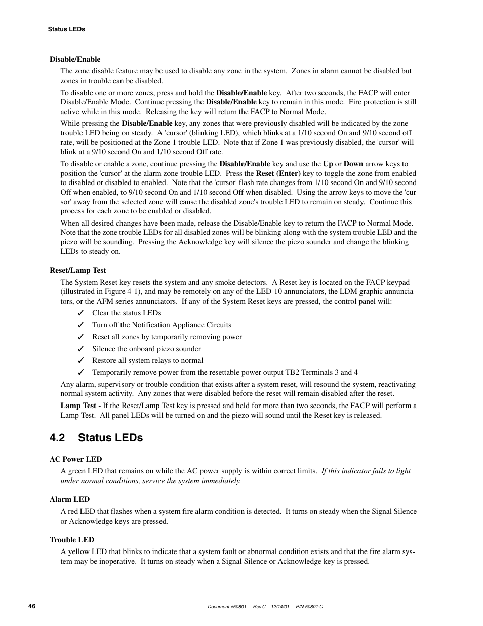2 status leds | Fire-Lite MS-2410BC Conventional Control Panel User Manual | Page 46 / 64