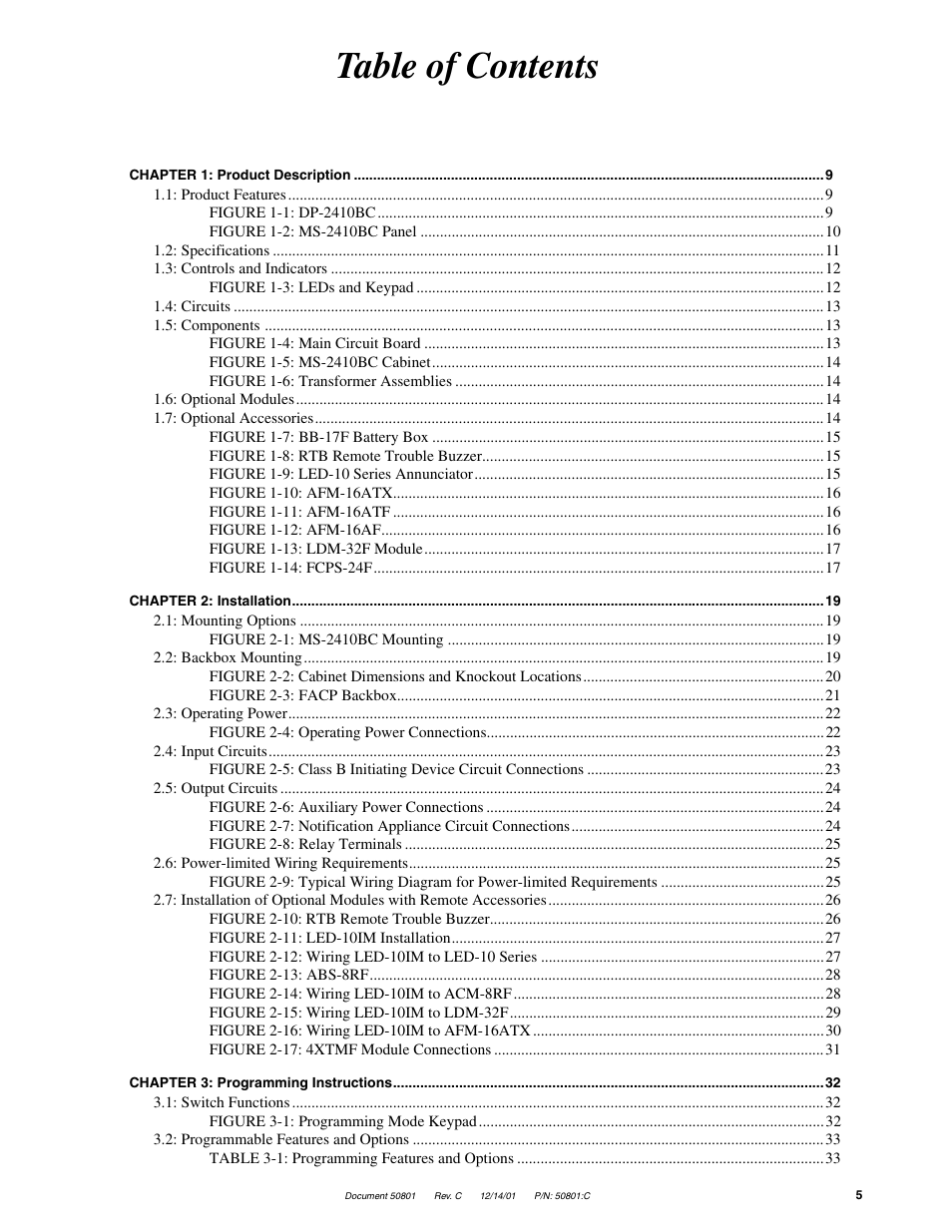 Fire-Lite MS-2410BC Conventional Control Panel User Manual | Page 5 / 64