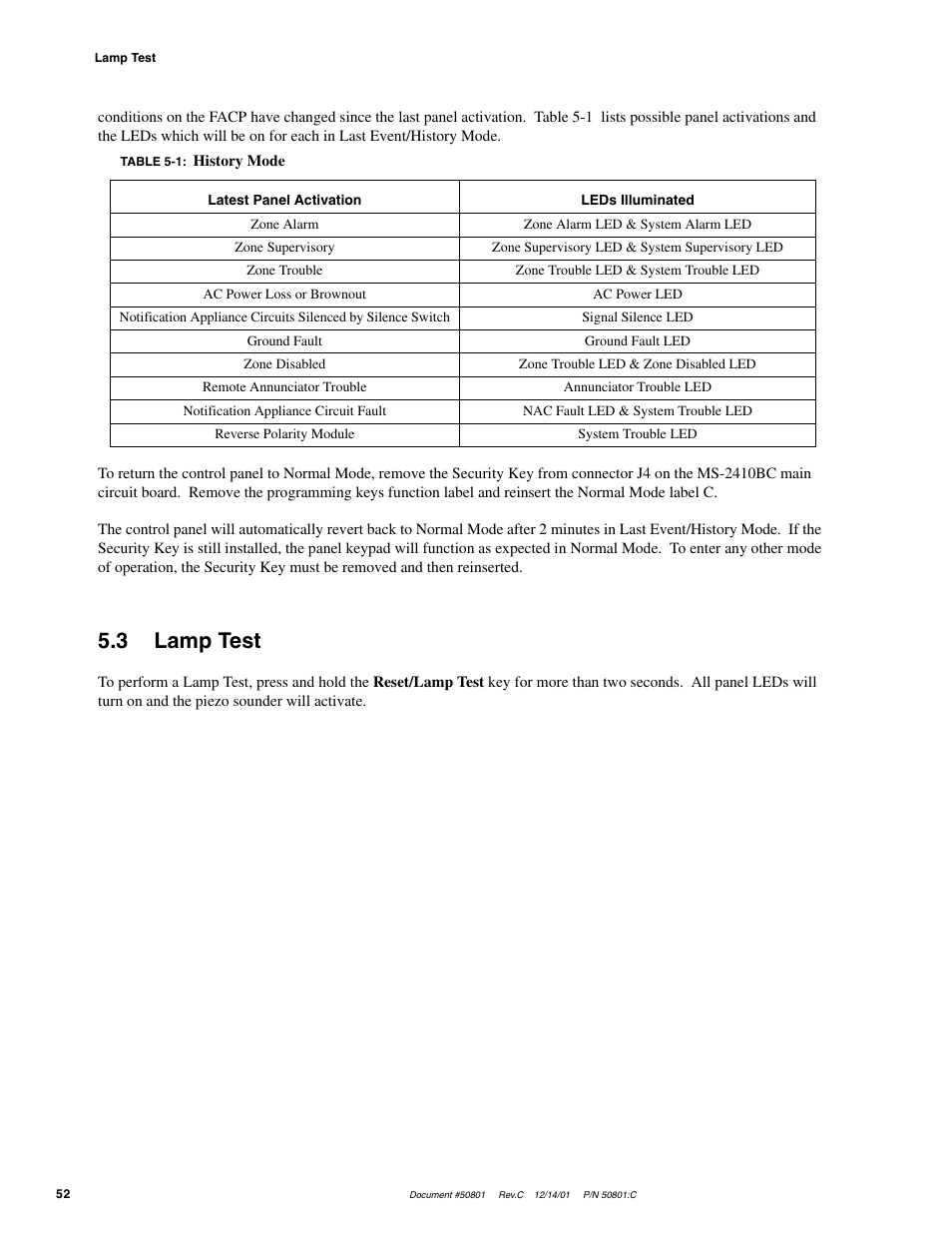 3 lamp test | Fire-Lite MS-2410BC Conventional Control Panel User Manual | Page 52 / 64