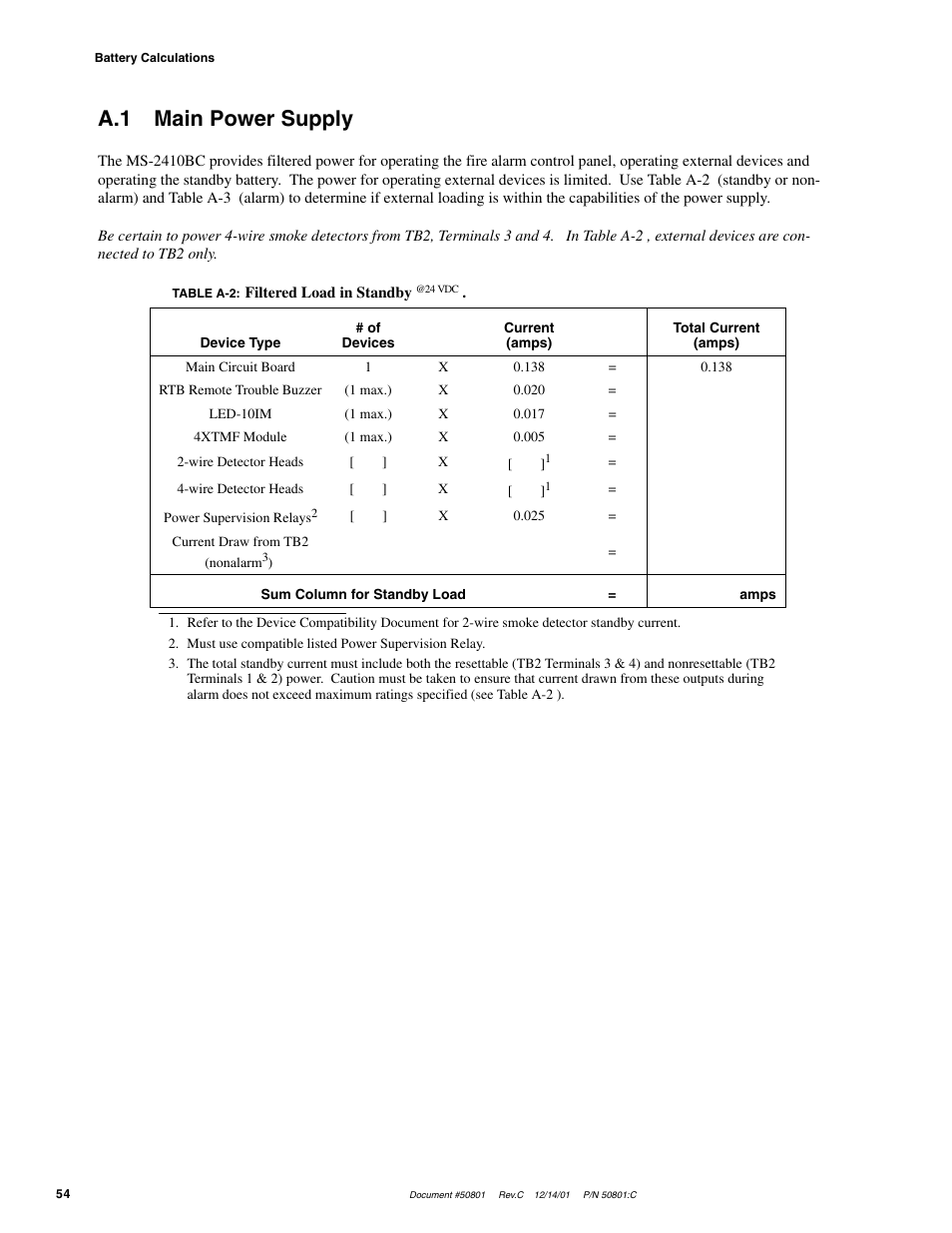 A.1 main power supply | Fire-Lite MS-2410BC Conventional Control Panel User Manual | Page 54 / 64