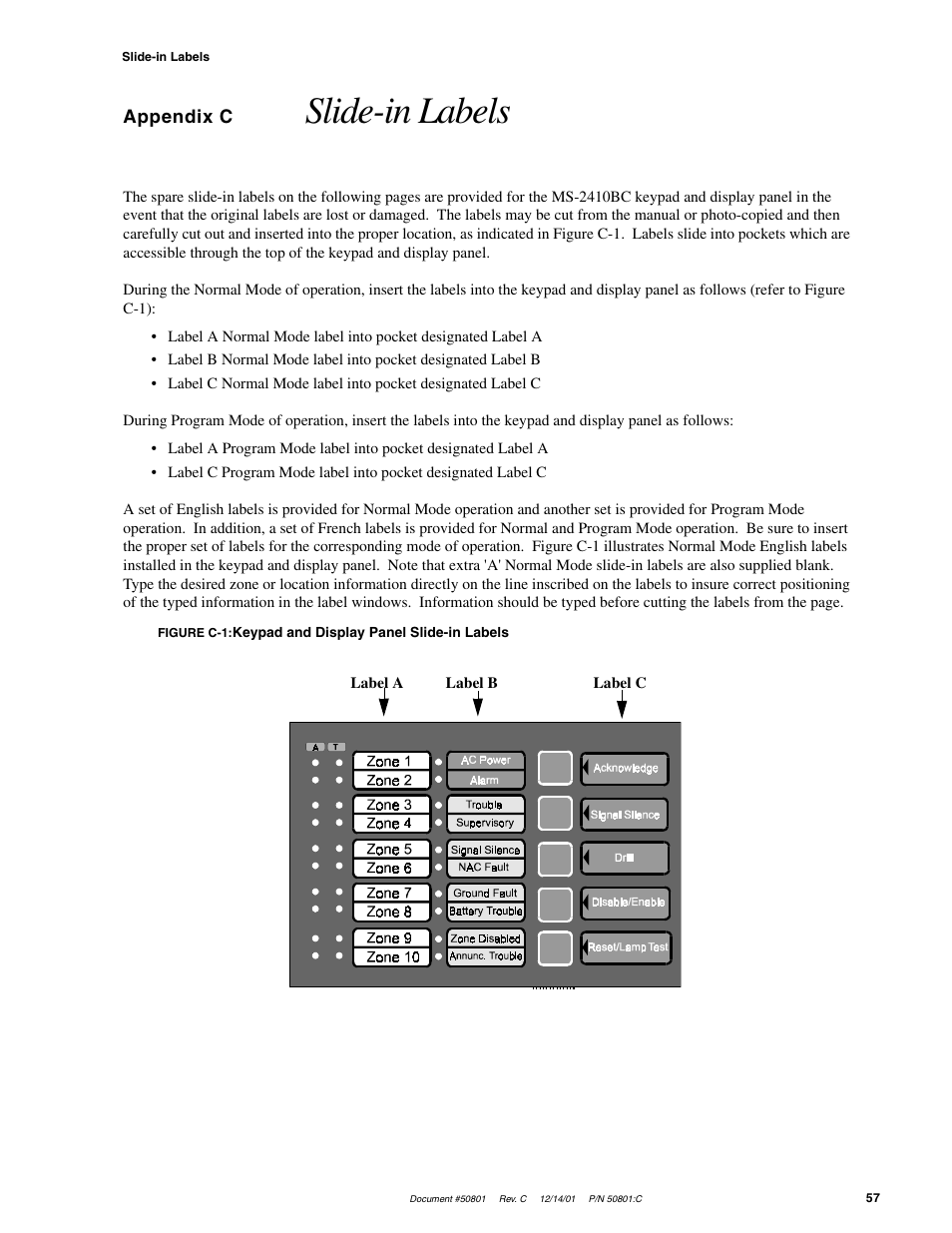 Slide-in labels | Fire-Lite MS-2410BC Conventional Control Panel User Manual | Page 57 / 64