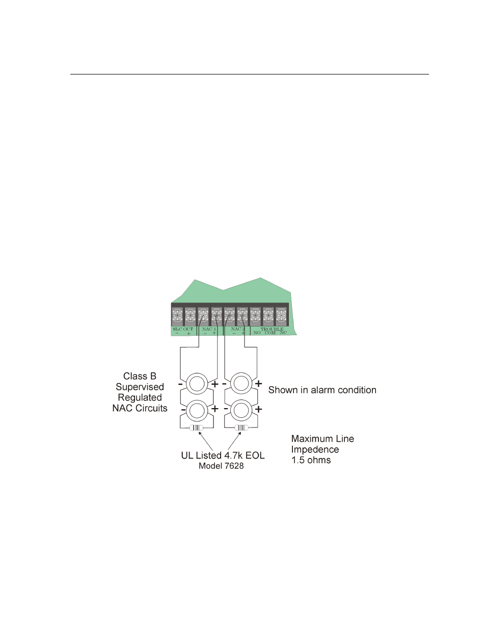 9 notification appliance/auxiliary power circuits, 1 conventional notification appliance circuit, 1 conventional notification appliance circuit -15 | Fire-Lite MS-25E Addressable Fire Control Panel User Manual | Page 45 / 106