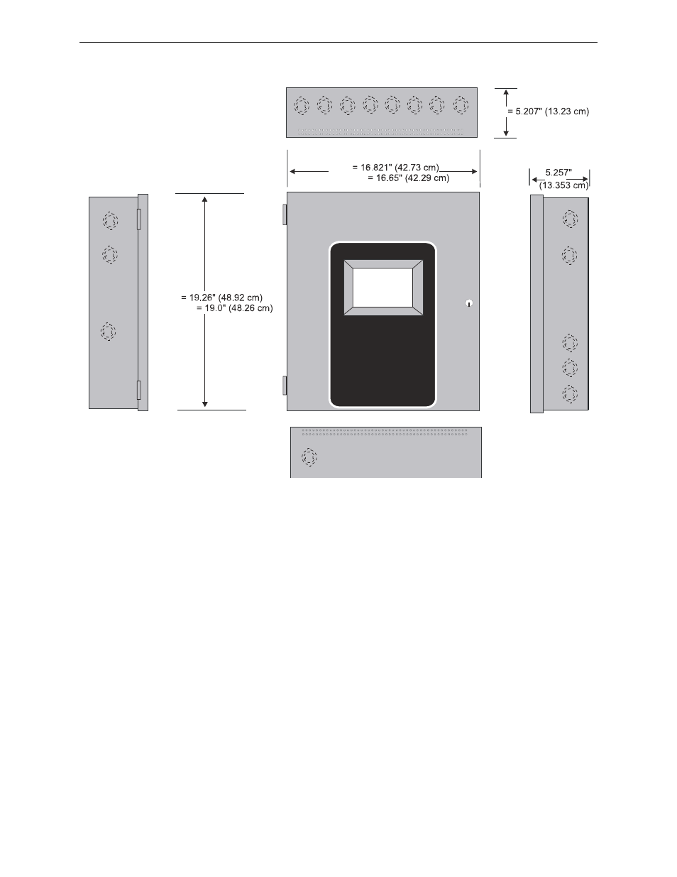 Figure 2.4 facp cabinet dimensions | Fire-Lite MS-9050UDC Addressable Fire Alarm Control Panel User Manual | Page 27 / 192