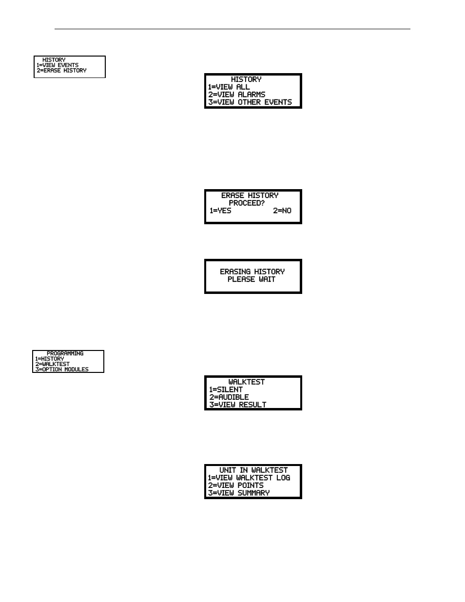 View events, Erase history, 8 walktest | View events erase history, Walktest | Fire-Lite MS-9050UDC Addressable Fire Alarm Control Panel User Manual | Page 94 / 192