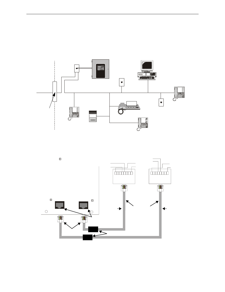 8 digital communicator, Digital communicator, Figure 2.14 wiring phone jacks | Fire-Lite MS-9200UDLSC Addressable Fire Alarm Control Panel User Manual | Page 38 / 200