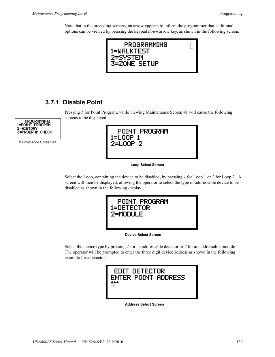 1 disable point, Disable point | Fire-Lite MS-9600LSC Addressable Fire Alarm Control Panel User Manual | Page 139 / 208