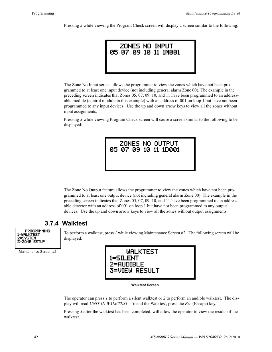 4 walktest, Walktest | Fire-Lite MS-9600LSC Addressable Fire Alarm Control Panel User Manual | Page 142 / 208