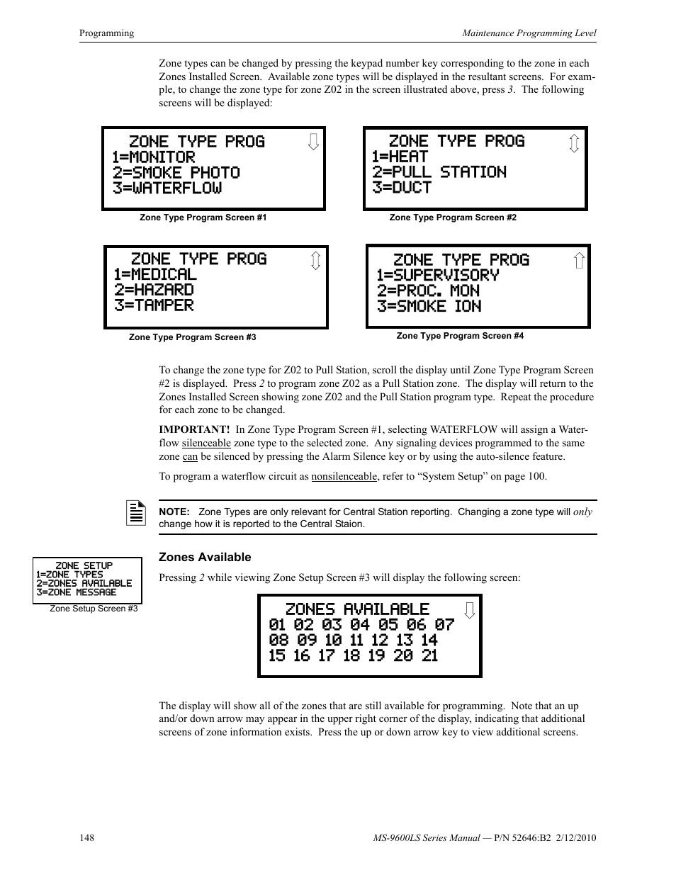 Zones available | Fire-Lite MS-9600LSC Addressable Fire Alarm Control Panel User Manual | Page 148 / 208