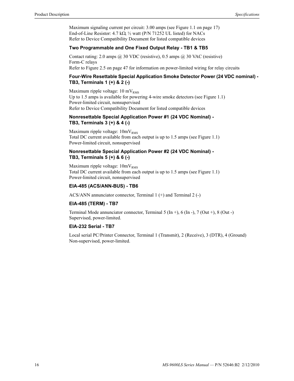 Fire-Lite MS-9600LSC Addressable Fire Alarm Control Panel User Manual | Page 16 / 208