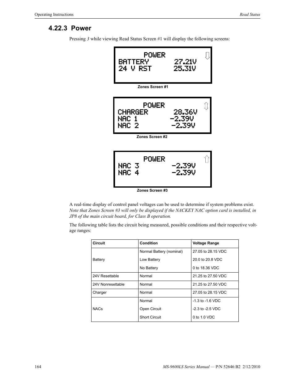 3 power, Power | Fire-Lite MS-9600LSC Addressable Fire Alarm Control Panel User Manual | Page 164 / 208