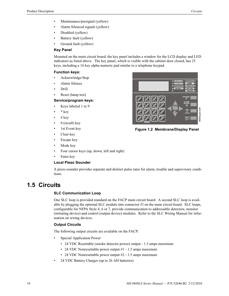 5 circuits, Circuits | Fire-Lite MS-9600LSC Addressable Fire Alarm Control Panel User Manual | Page 18 / 208